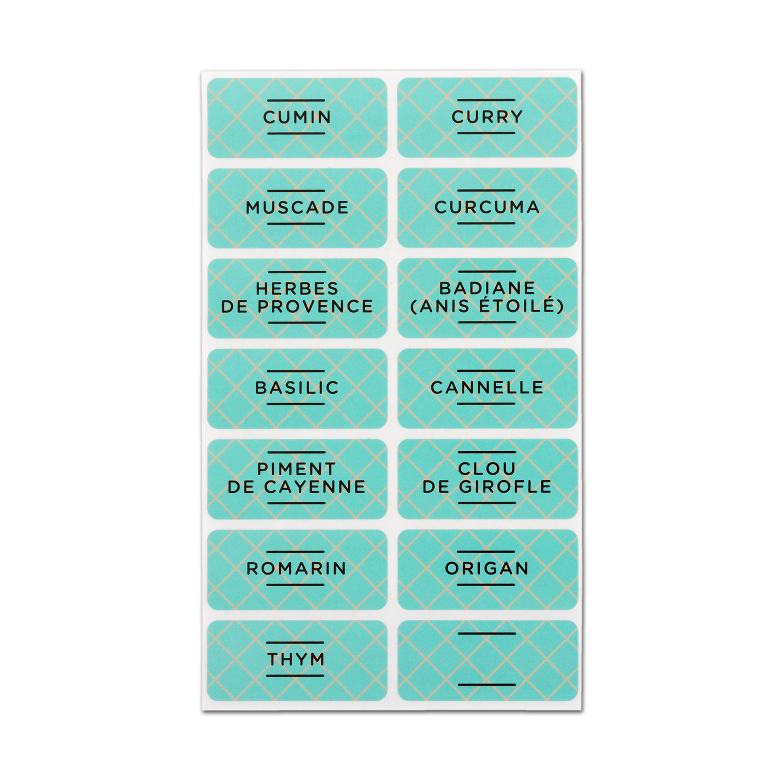 Étiquettes pour épices (14 étiquettes par feuille)
